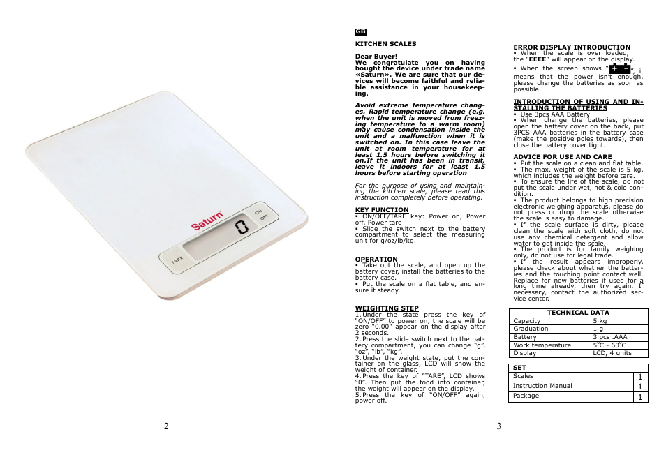 Saturn ST-KS7235 User Manual | Page 2 / 13