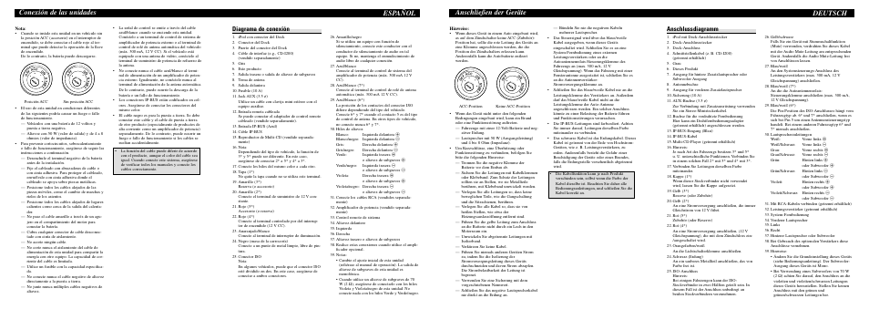 Conexión de las unidades español, Anschließen der geräte, Deutsch | Diagrama de conexión, Anschlussdiagramm | Pioneer DEH-P4900IB User Manual | Page 6 / 8