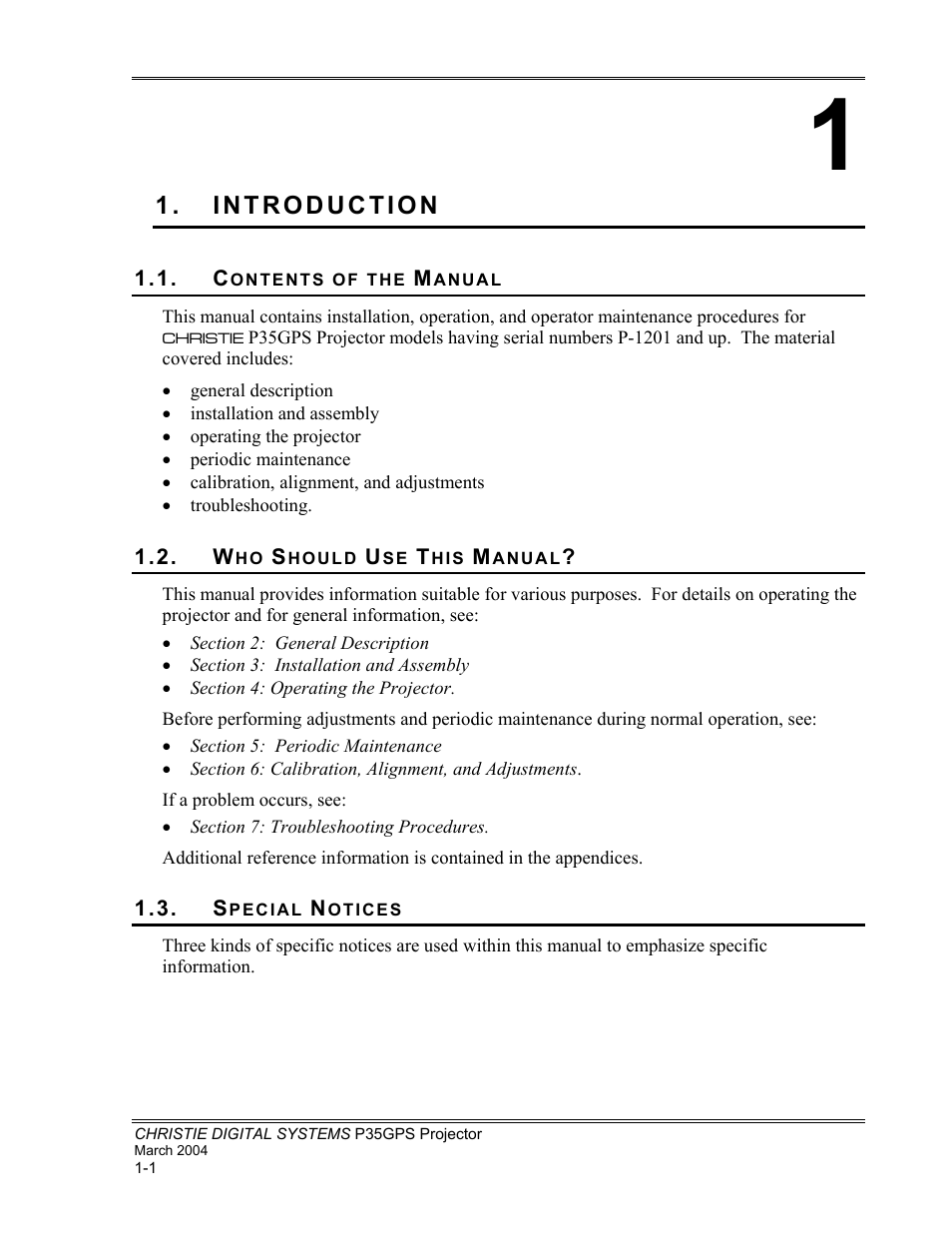 Christie Digital Systems P35GPS-MT User Manual | Page 10 / 85