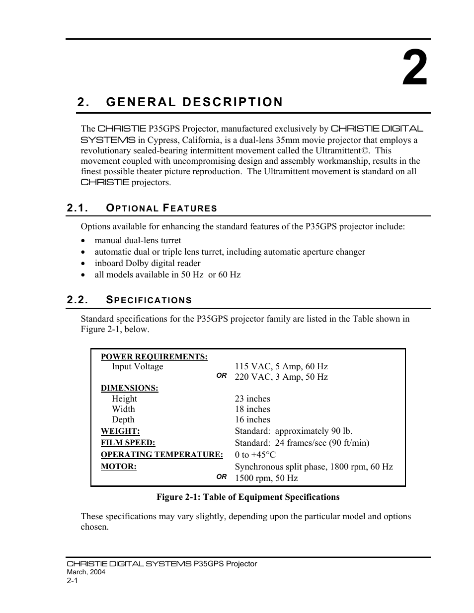 Christie Digital Systems P35GPS-MT User Manual | Page 12 / 85