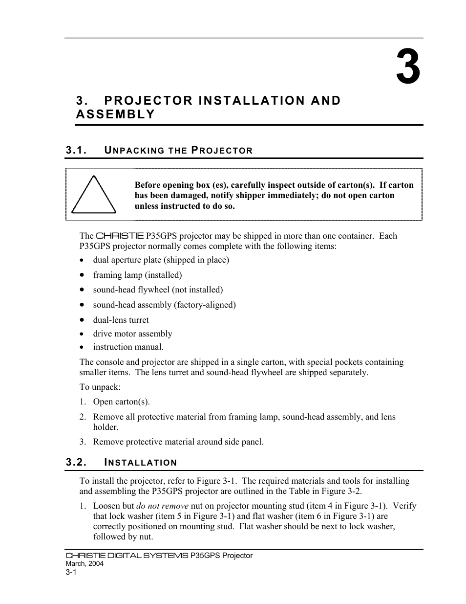 Christie Digital Systems P35GPS-MT User Manual | Page 16 / 85