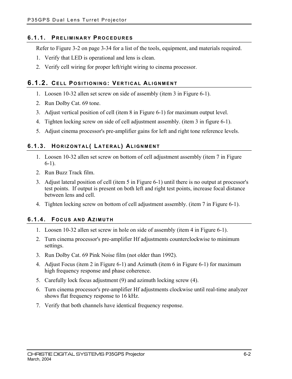 Christie Digital Systems P35GPS-MT User Manual | Page 35 / 85