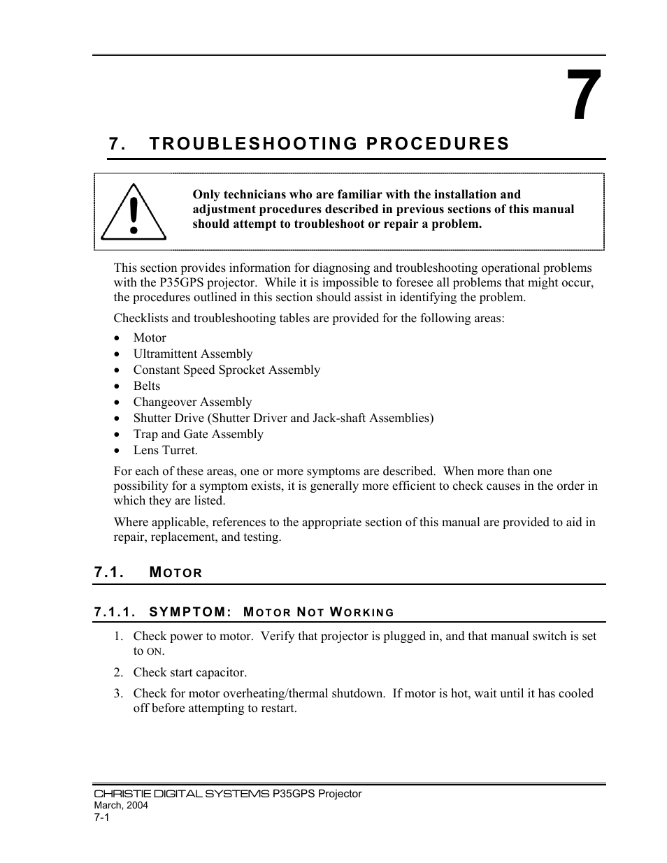 Christie Digital Systems P35GPS-MT User Manual | Page 44 / 85