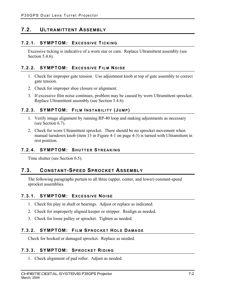 Christie Digital Systems P35GPS-MT User Manual | Page 45 / 85