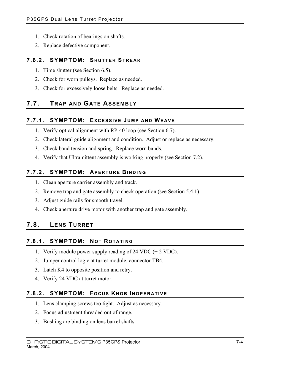 Christie Digital Systems P35GPS-MT User Manual | Page 47 / 85