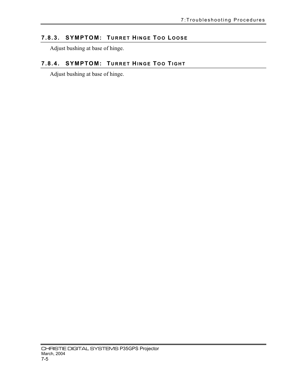 Christie Digital Systems P35GPS-MT User Manual | Page 48 / 85