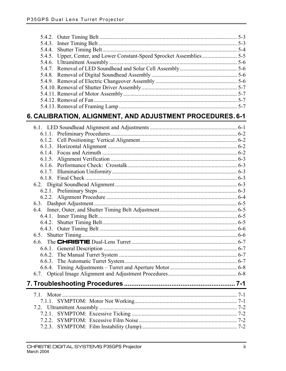 Christie Digital Systems P35GPS-MT User Manual | Page 5 / 85
