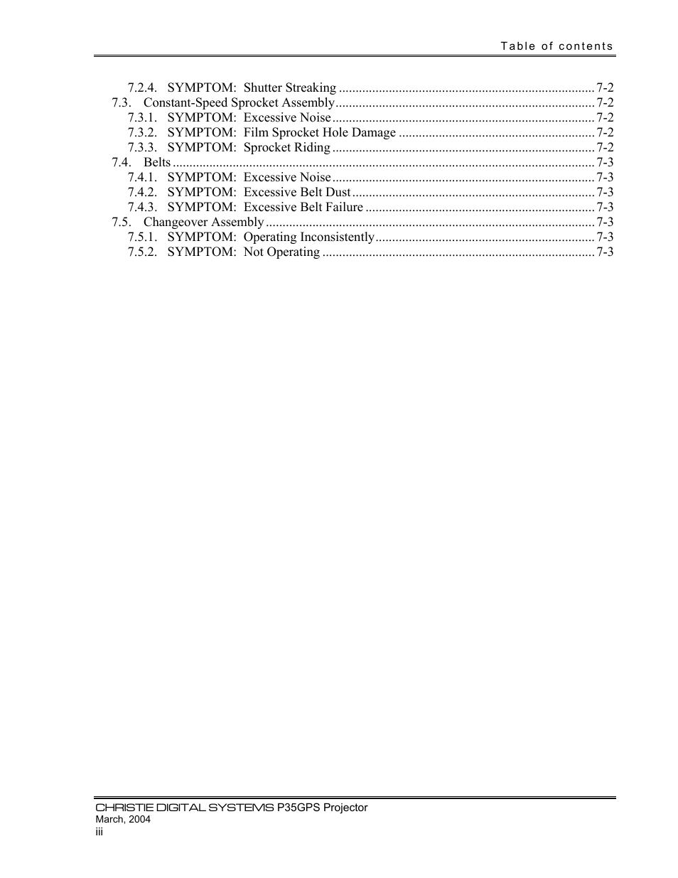 Christie Digital Systems P35GPS-MT User Manual | Page 6 / 85