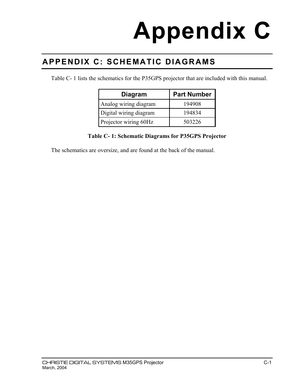 Appendix c | Christie Digital Systems P35GPS-MT User Manual | Page 78 / 85