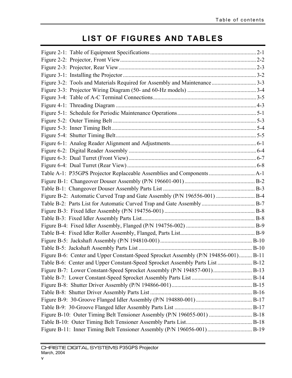 Christie Digital Systems P35GPS-MT User Manual | Page 8 / 85