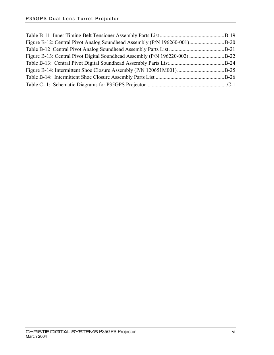 Christie Digital Systems P35GPS-MT User Manual | Page 9 / 85