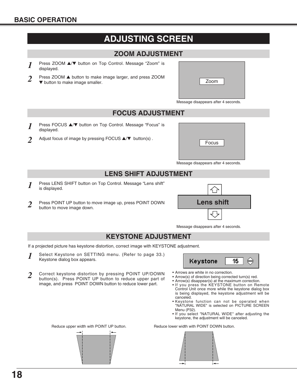 Adjusting screen | Christie Digital Systems 38-VIV210-01 User Manual | Page 18 / 44