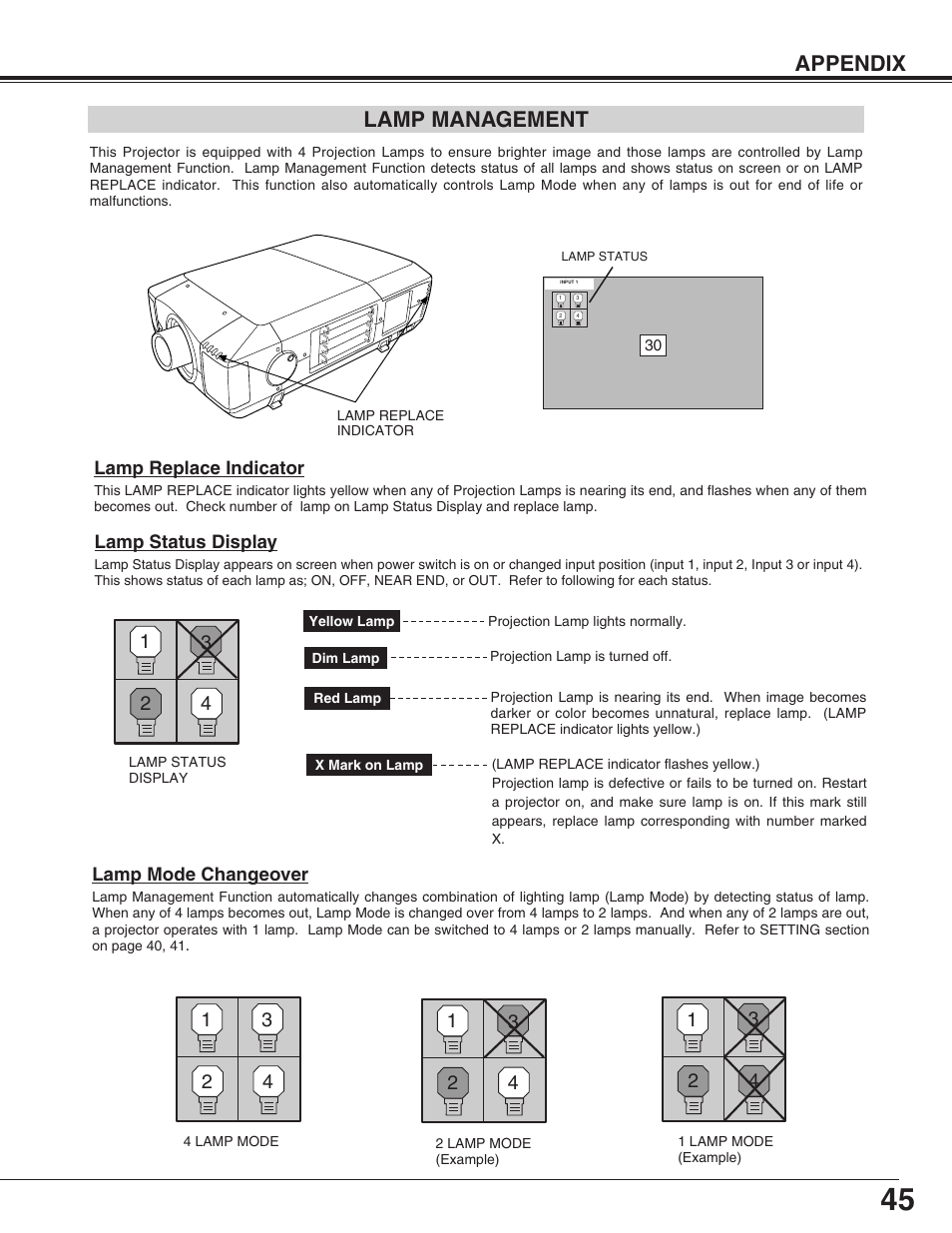 Appendix lamp management | Christie Digital Systems 38-VIV402-01 User Manual | Page 45 / 56