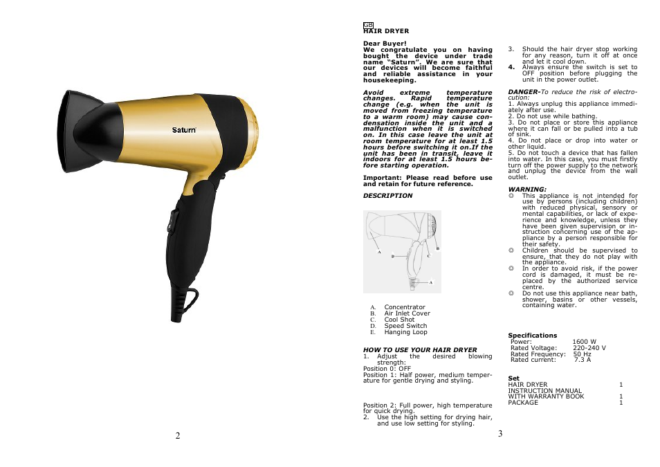 Saturn ST-HC7236 User Manual | Page 2 / 13