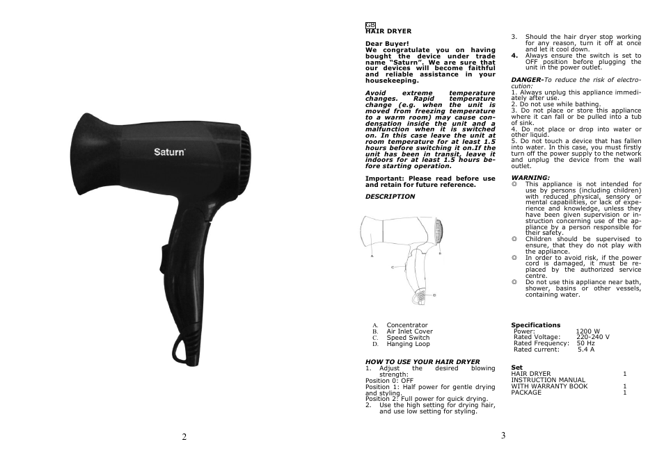 Saturn ST-HC7230 User Manual | Page 2 / 13