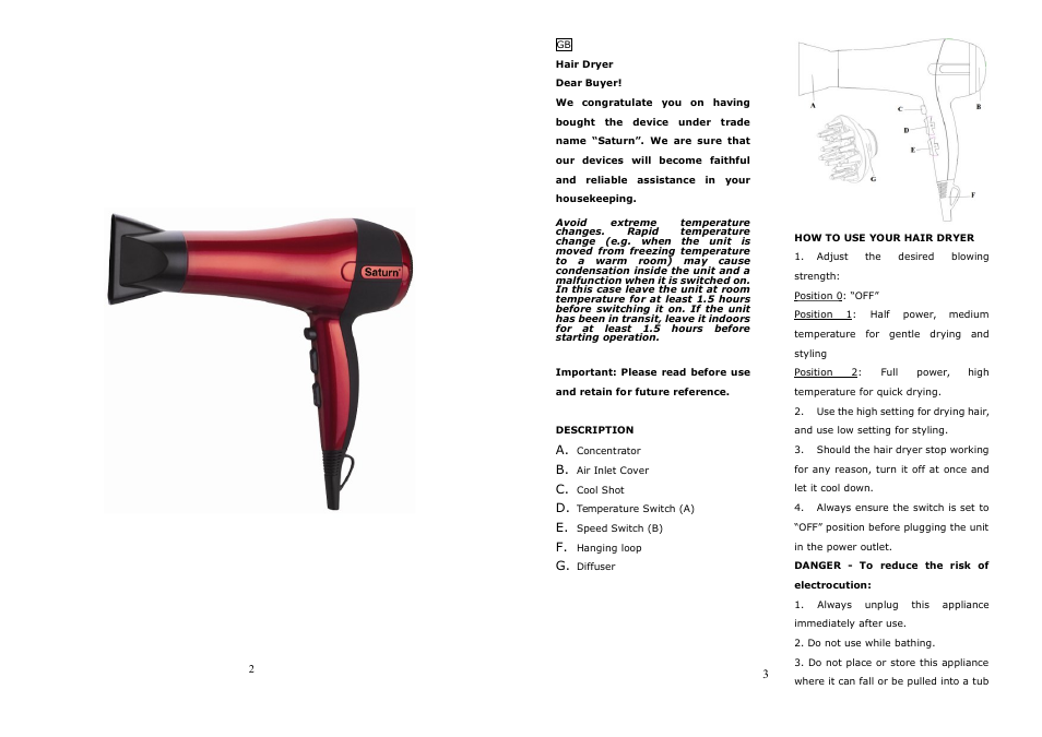 Saturn ST-HC7229 User Manual | Page 2 / 21