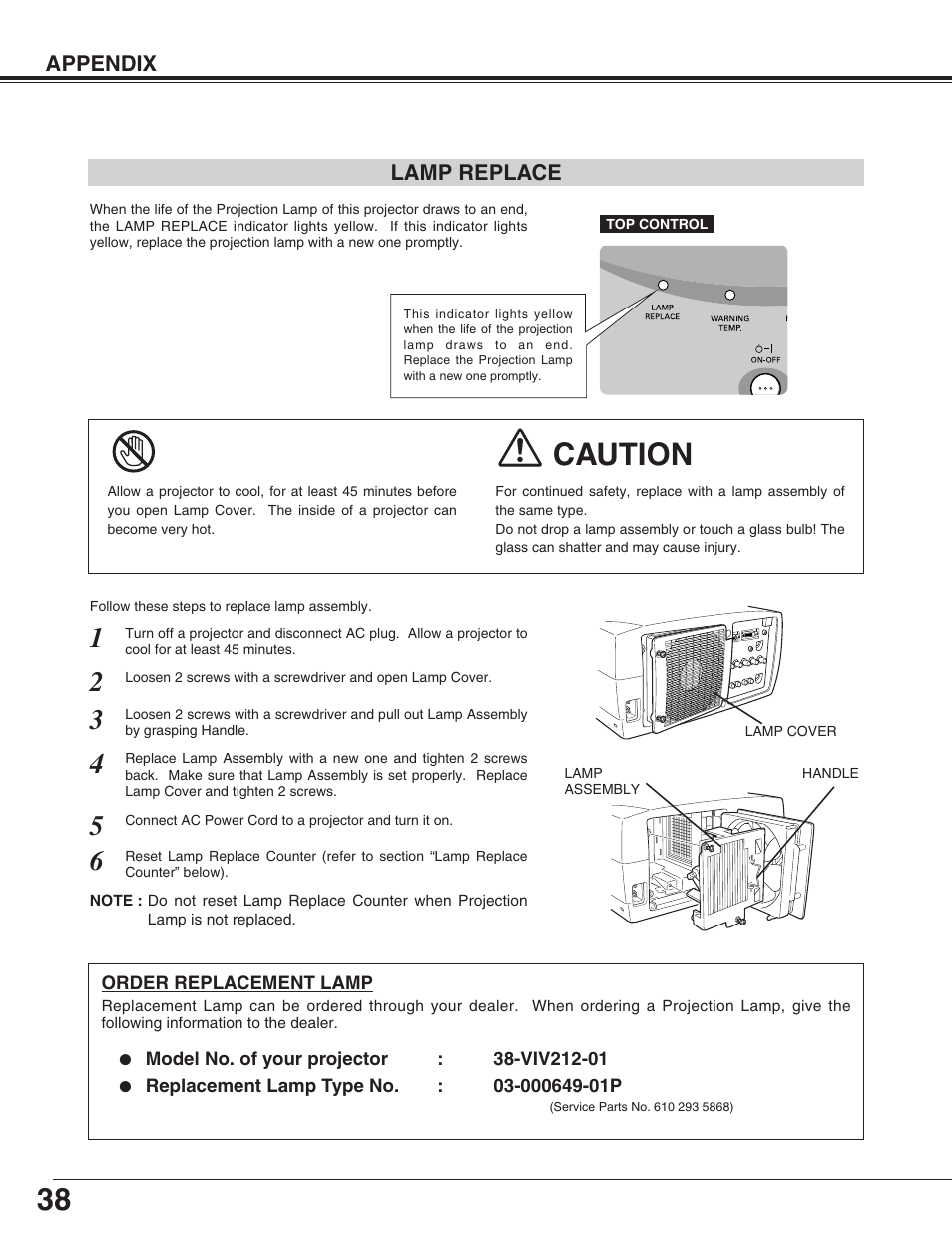 Caution | Christie Digital Systems 38-VIV212 User Manual | Page 38 / 44