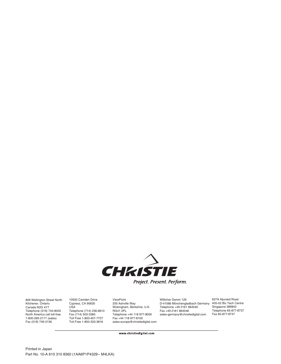 Christie Digital Systems 38-VIV212 User Manual | Page 44 / 44