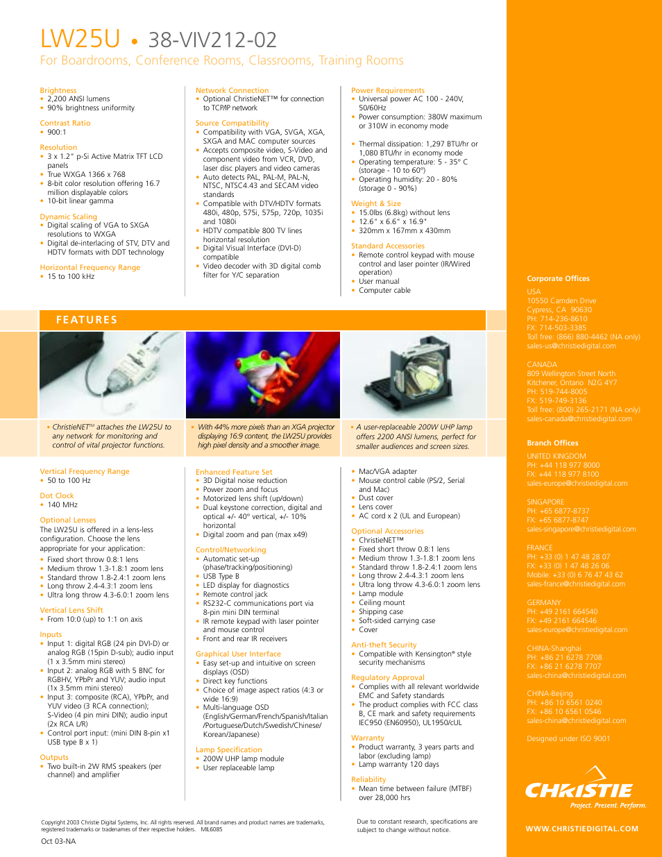 Lw25u | Christie Digital Systems Christie LW25U User Manual | Page 2 / 2