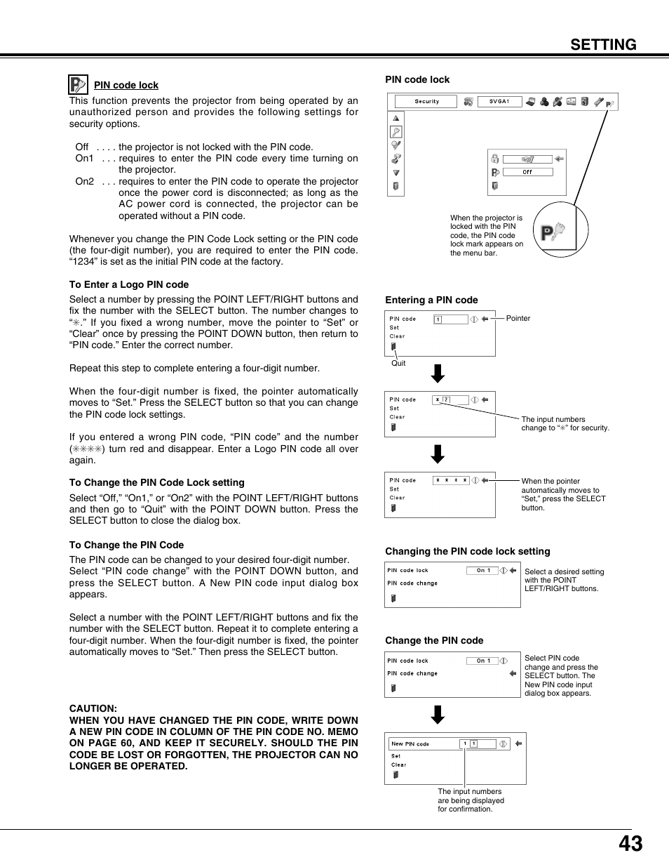 Setting | Christie Digital Systems 103-008100-01 User Manual | Page 43 / 62