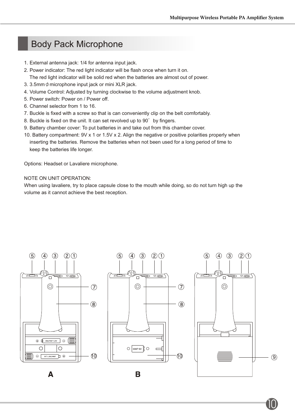 頁面 13, Ep-2001 / h series, Transmitters | Body pack microphone | SENRUN EP-2001-2001H User Manual | Page 13 / 16
