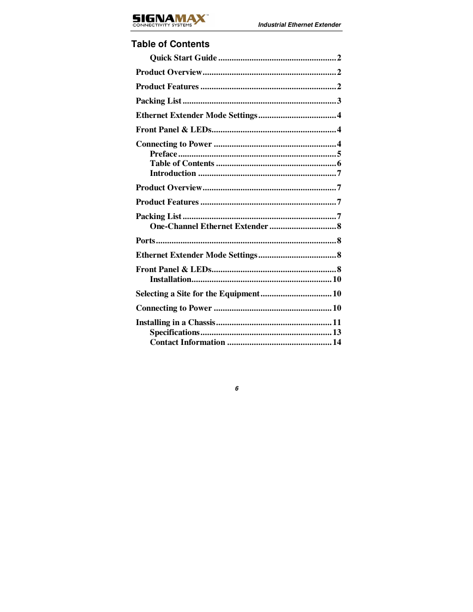 Signamax 10/100BaseT/TX Ethernet Extender Media Converter User Manual | Page 6 / 14