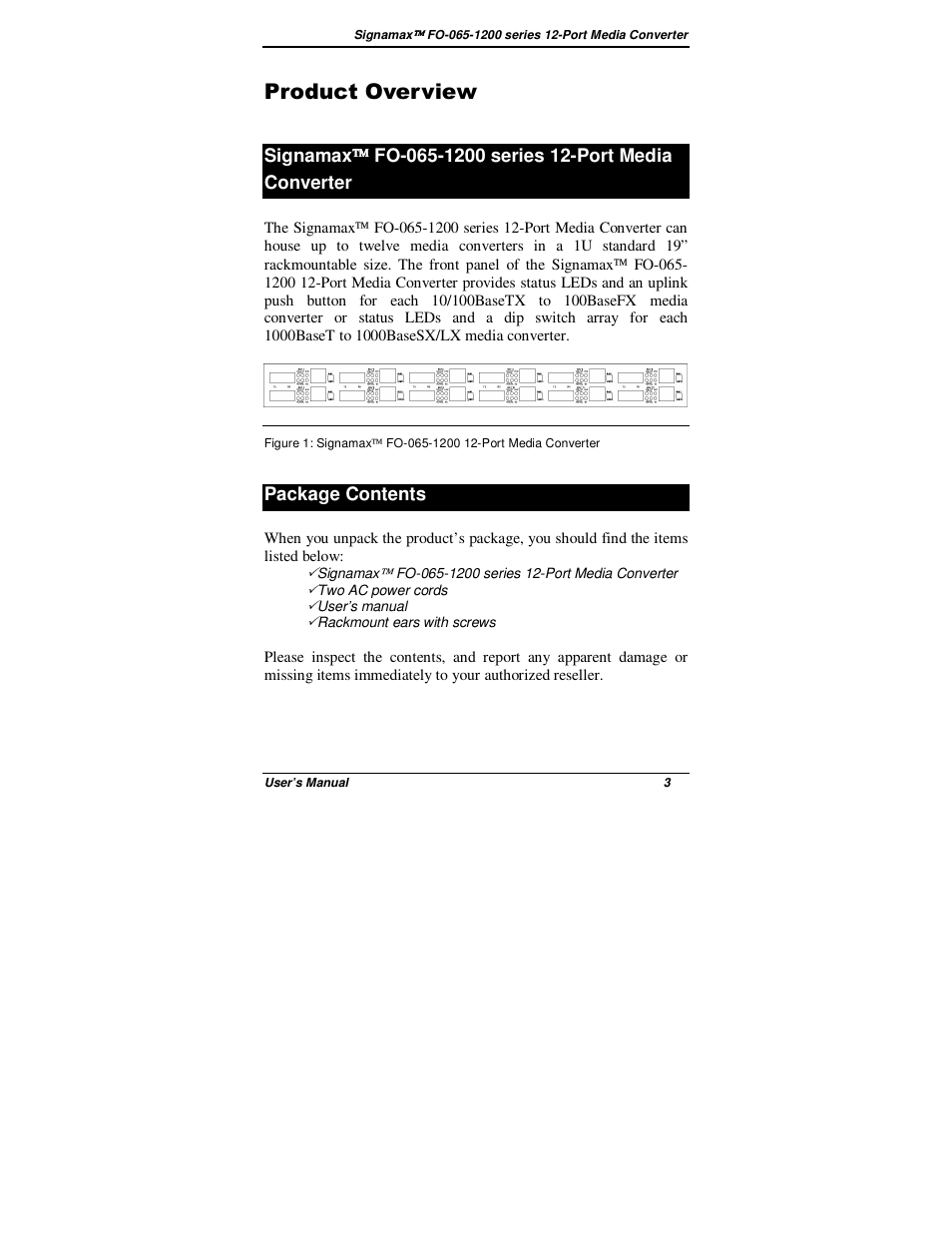 Product overview | Signamax 12-Channel 100BaseFX Rack Mount Компьютерные Аксессуары User Manual | Page 5 / 14