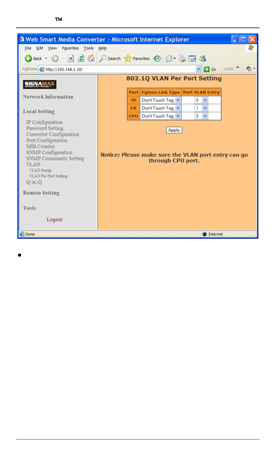 Signamax 10/100/1000BaseT/TX to 100/1000Base SFP OAM Managed Switching Media Converter User Manual | Page 26 / 38