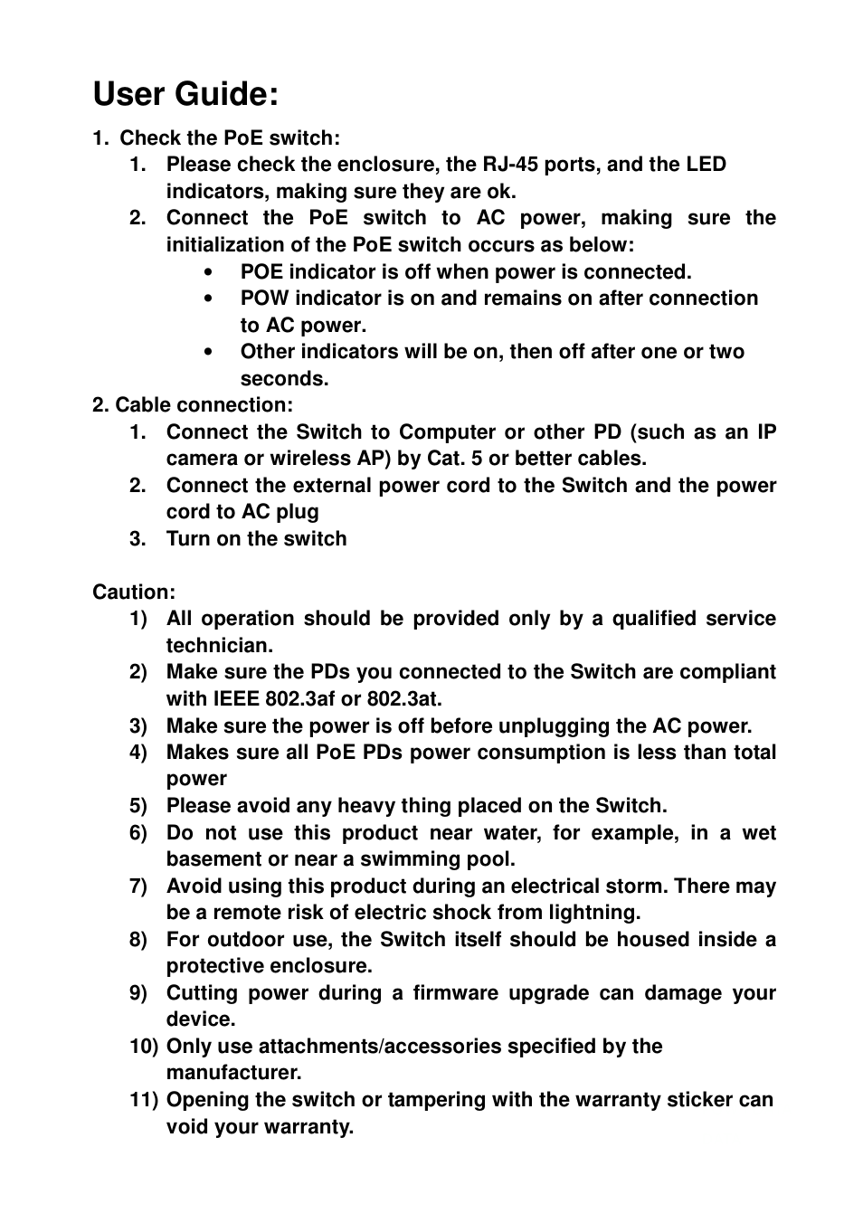 User guide | Signamax 5-Port 10/100/1000BaseT/TX PoE+ Switch with 4 PoE+ Ports User Manual | Page 4 / 6