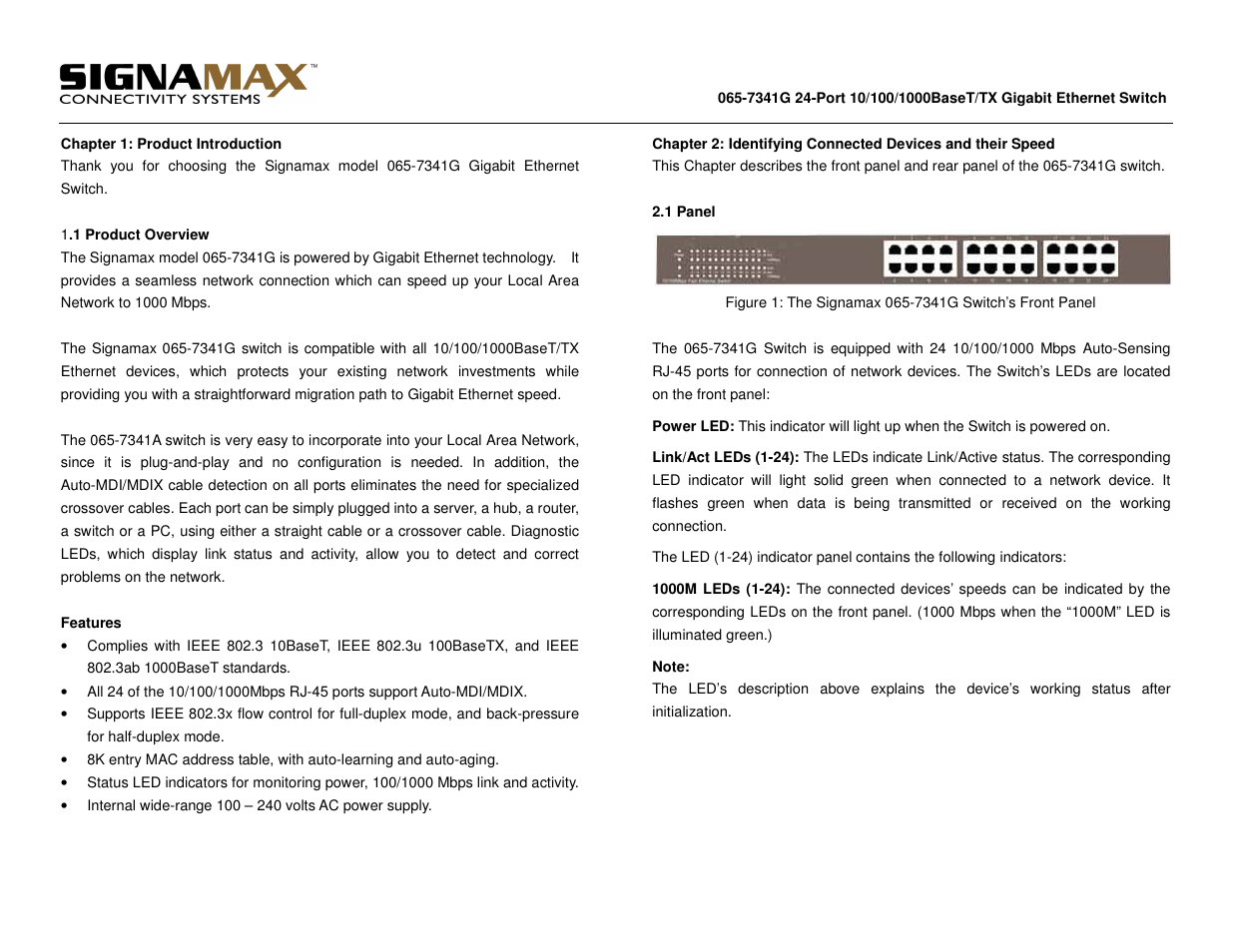 Signamax 24-Port 10/100/1000 Unmanaged Switch User Manual | Page 2 / 3