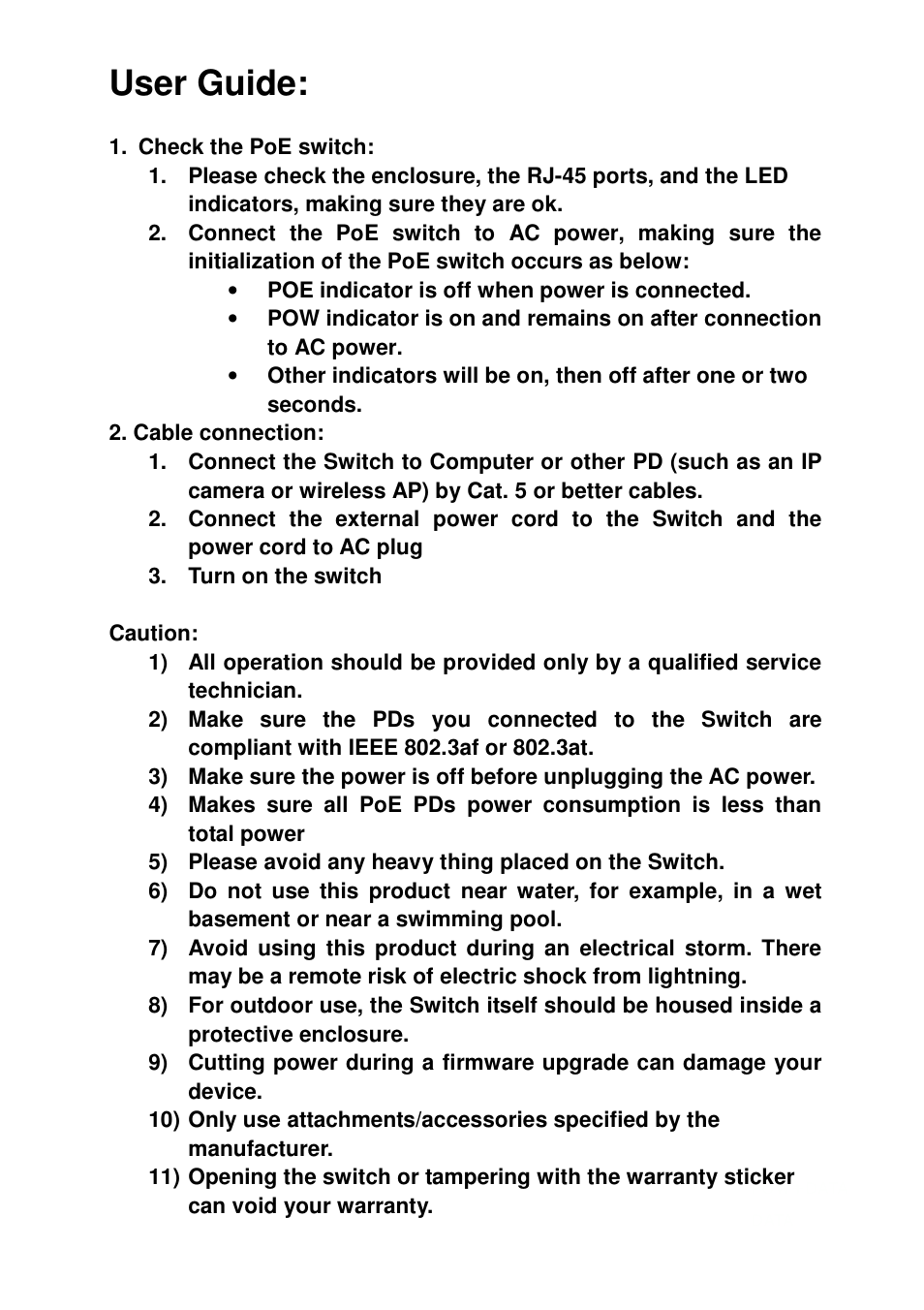 User guide | Signamax 5-Port 10/100BaseT/TX PoE Switch with 4 PoE Ports & 1 100BaseFX Port User Manual | Page 4 / 6