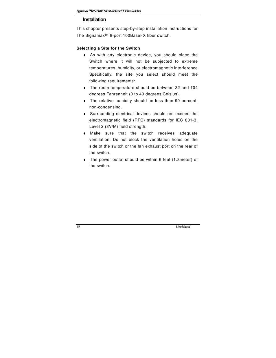 Signamax 8-Port 100BaseFX Fiber Unmanaged Switches User Manual | Page 12 / 16