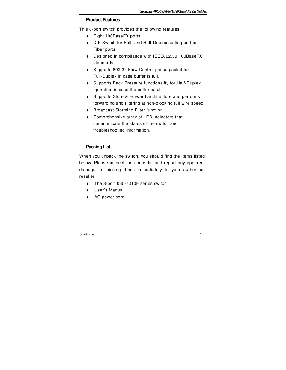 Signamax 8-Port 100BaseFX Fiber Unmanaged Switches User Manual | Page 7 / 16