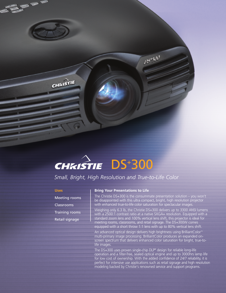 Christie Digital Systems Christie DS+300 User Manual | 2 pages