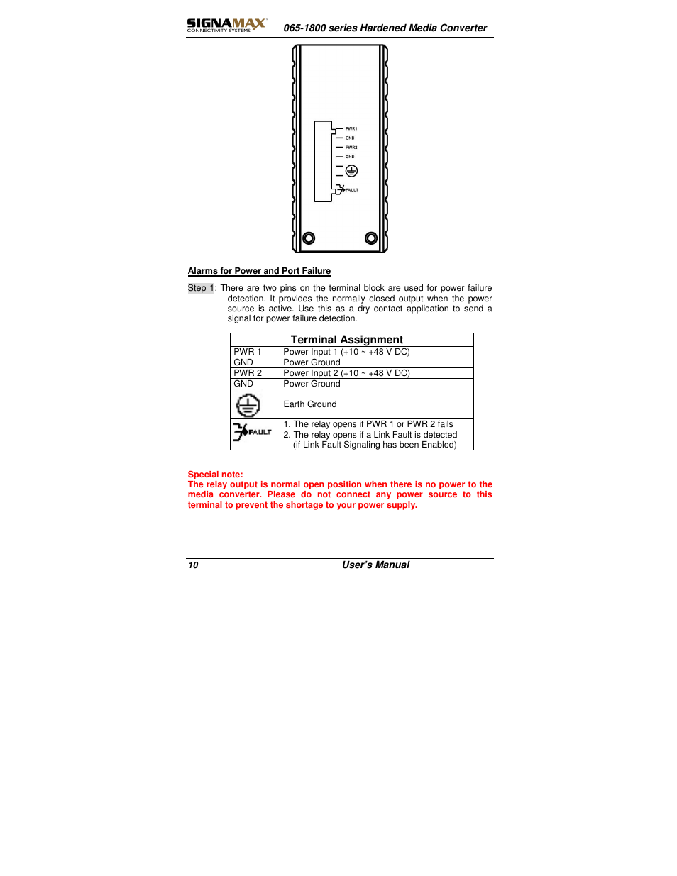 Signamax 10/100 to 100FX Industrial DIN-Rail Mount Компьютерные Аксессуары User Manual | Page 10 / 12