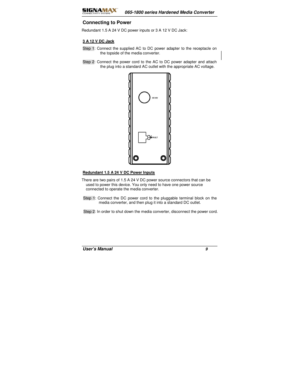 Signamax 10/100 to 100FX Industrial DIN-Rail Mount Компьютерные Аксессуары User Manual | Page 9 / 12