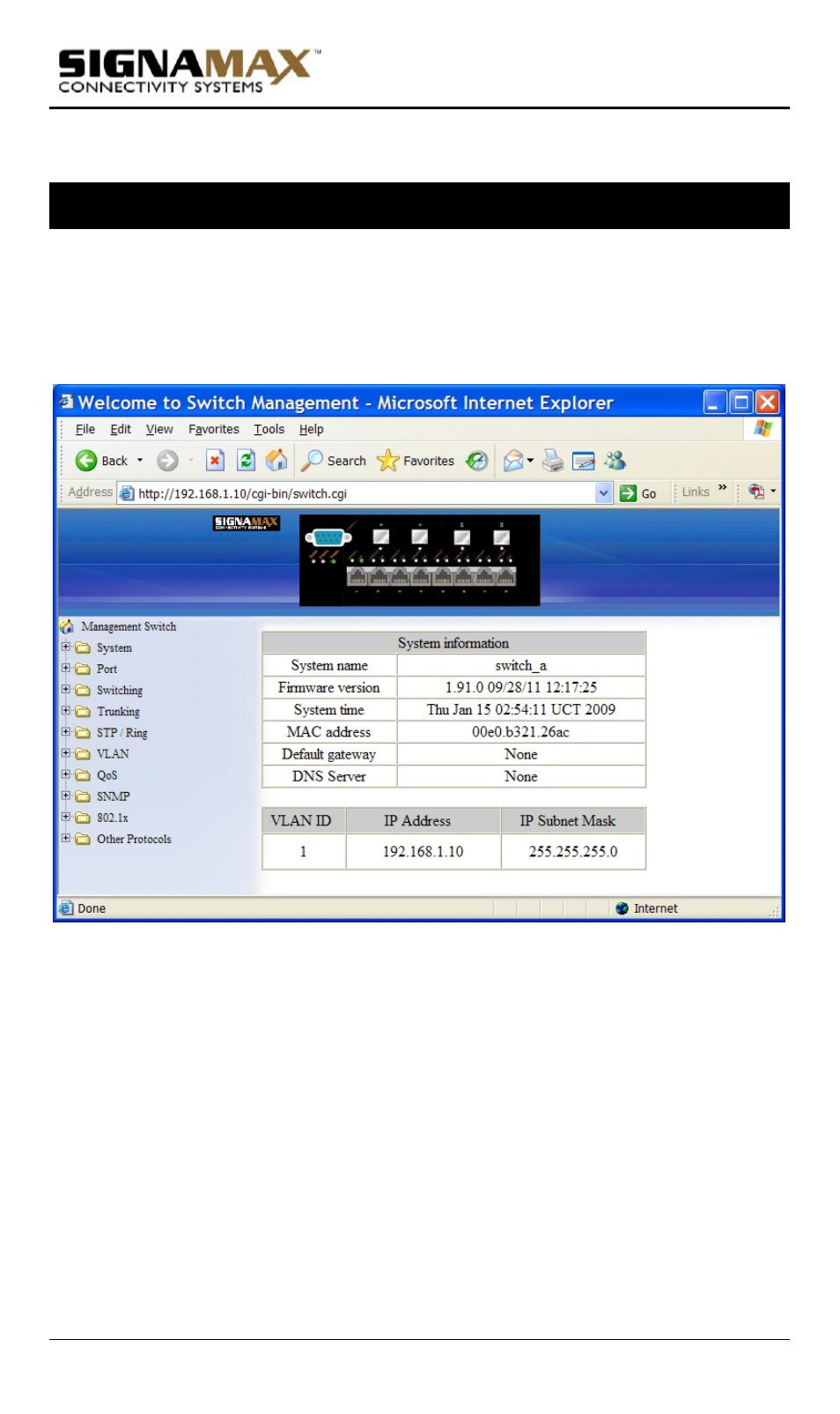Understanding the browser interface, System, Port | Switching, Trunking, Port trunking | Signamax Model -065-7700 User Manual | Page 37 / 199