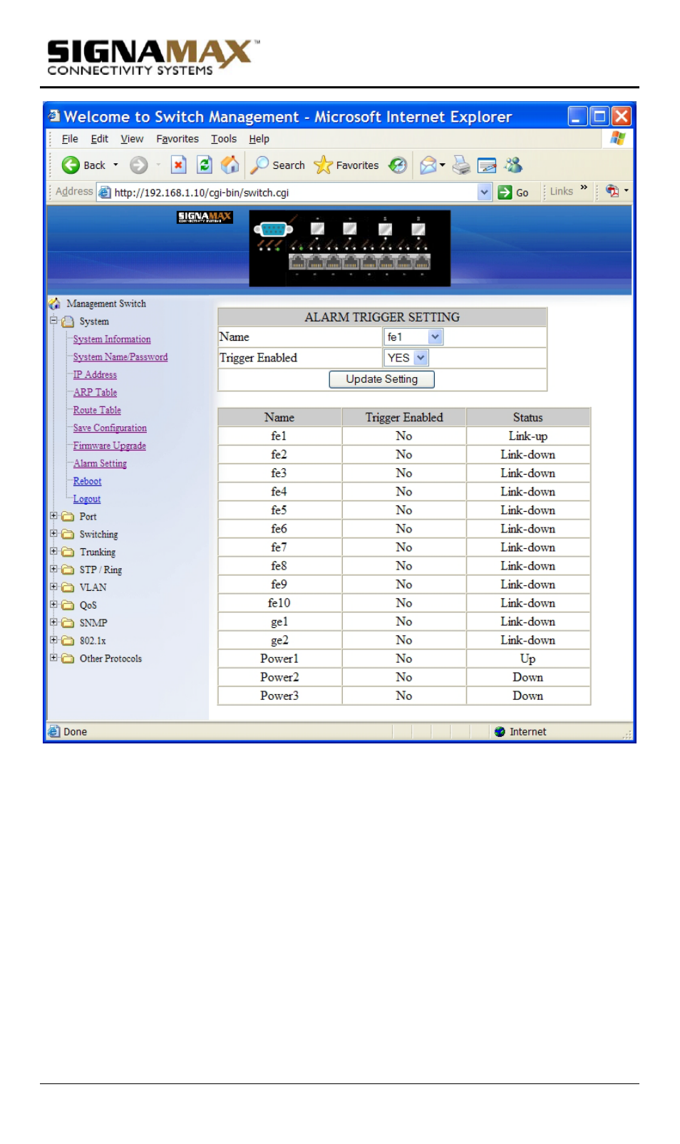 Alarm setting | Signamax Model -065-7700 User Manual | Page 50 / 199