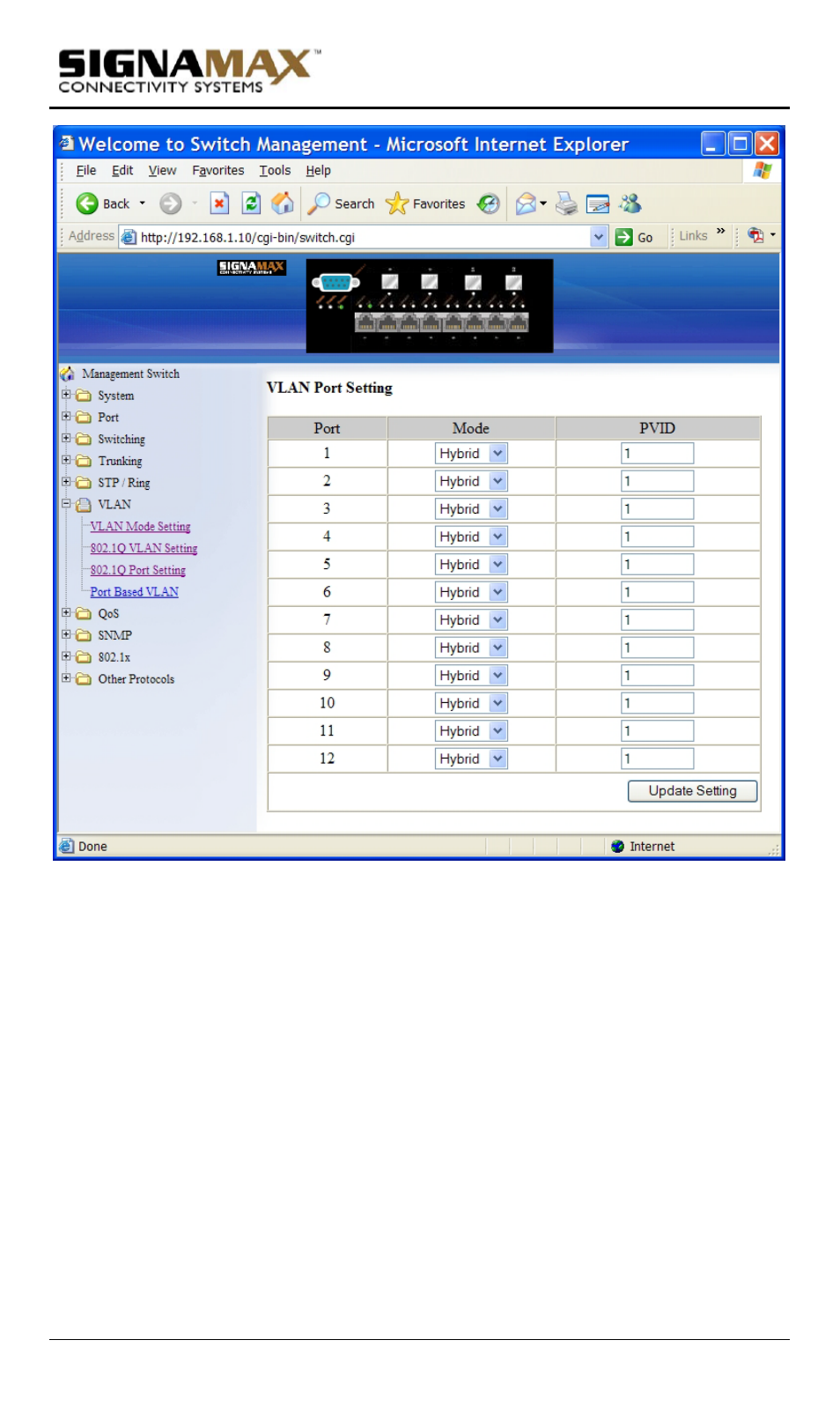 1q port setting | Signamax Model -065-7700 User Manual | Page 80 / 199