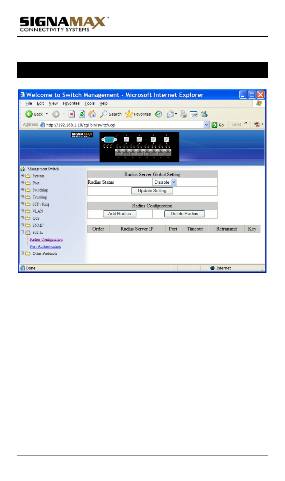 Radius configuration | Signamax Model -065-7700 User Manual | Page 91 / 199