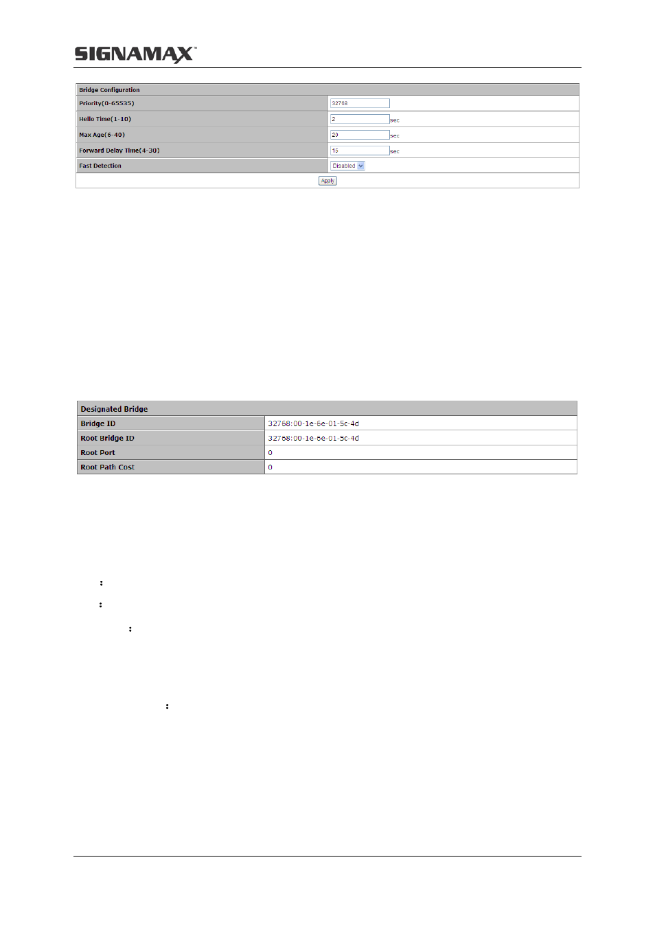 2 stp information, 3 stp port attributes | Signamax Managed Hardened PoE Industrial DIN-rail Mount Switch User Manual | Page 60 / 89