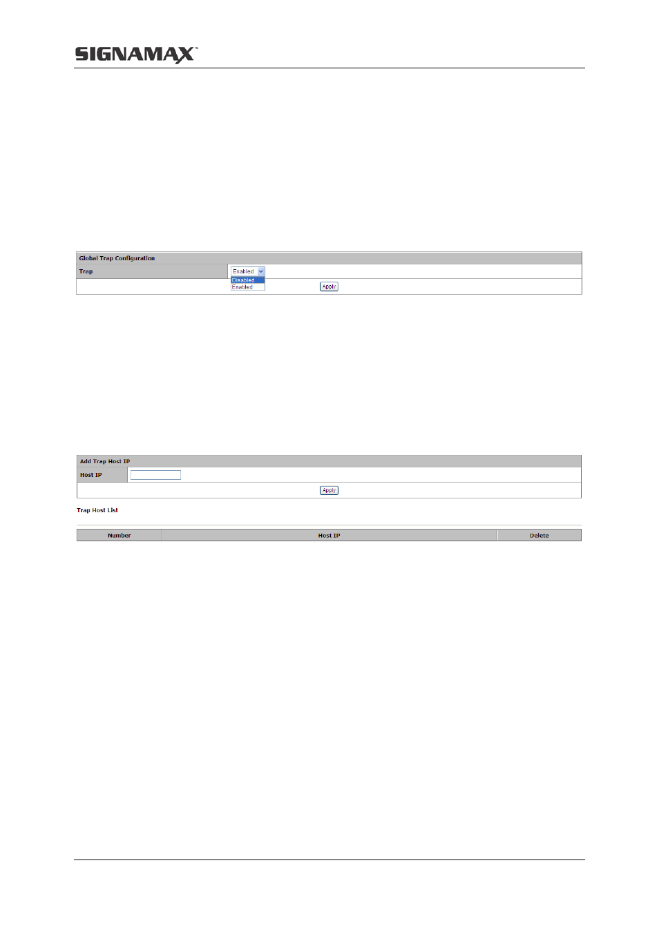 2 snmp trap, 1 global trap, 2 trap host ip | 3 trap port | Signamax Managed Hardened PoE Industrial DIN-rail Mount Switch User Manual | Page 71 / 89