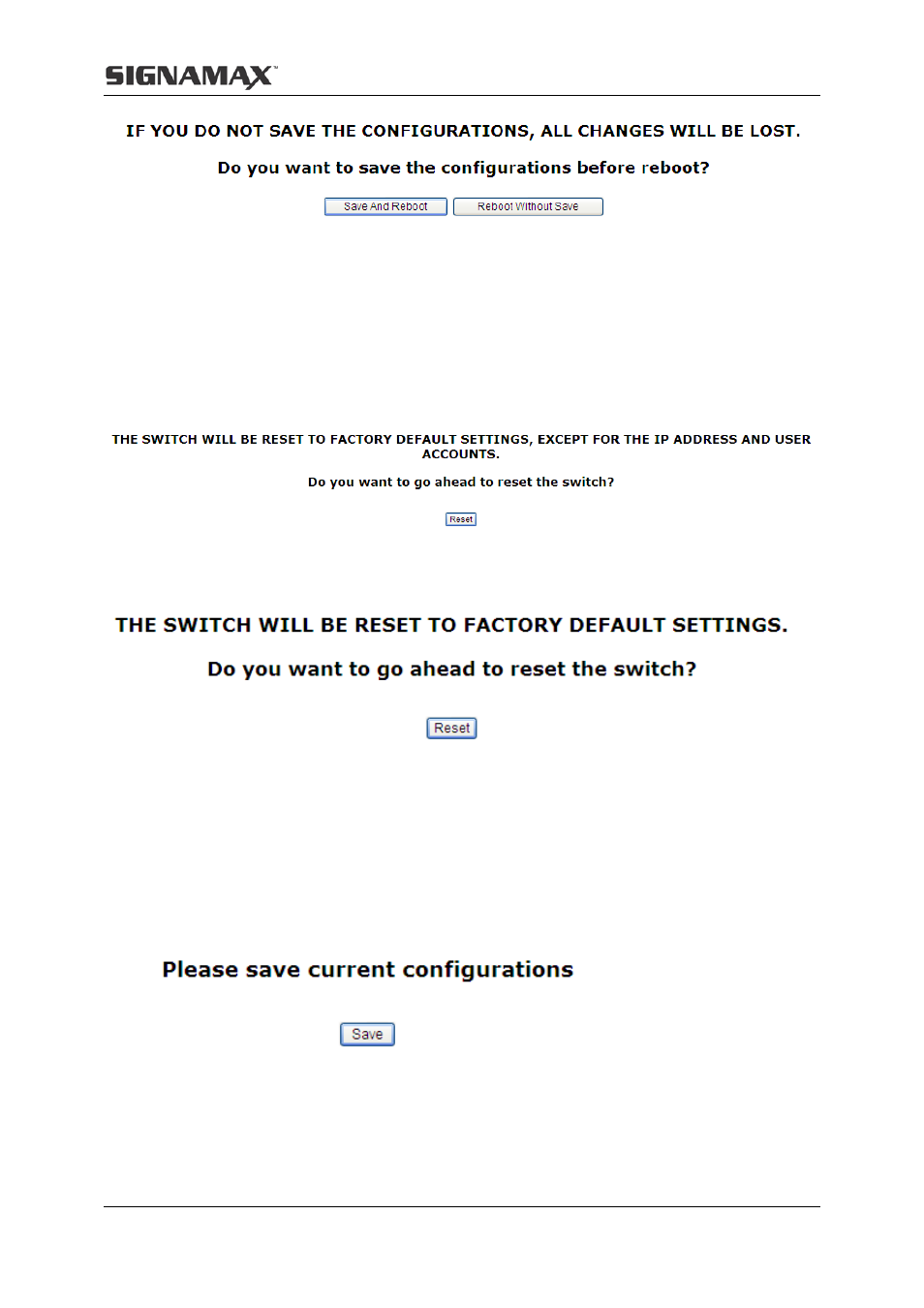 11 reset, 12 save configuration | Signamax Managed Hardened PoE Industrial DIN-rail Mount Switch User Manual | Page 87 / 89