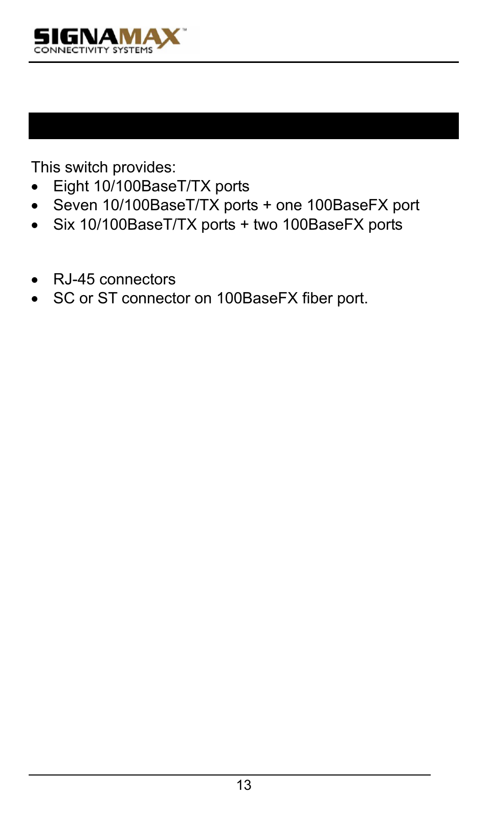 Physical ports | Signamax 10/100 Industrial DIN-rail Mount Power over Ethernet Unmanaged Switches User Manual | Page 13 / 22