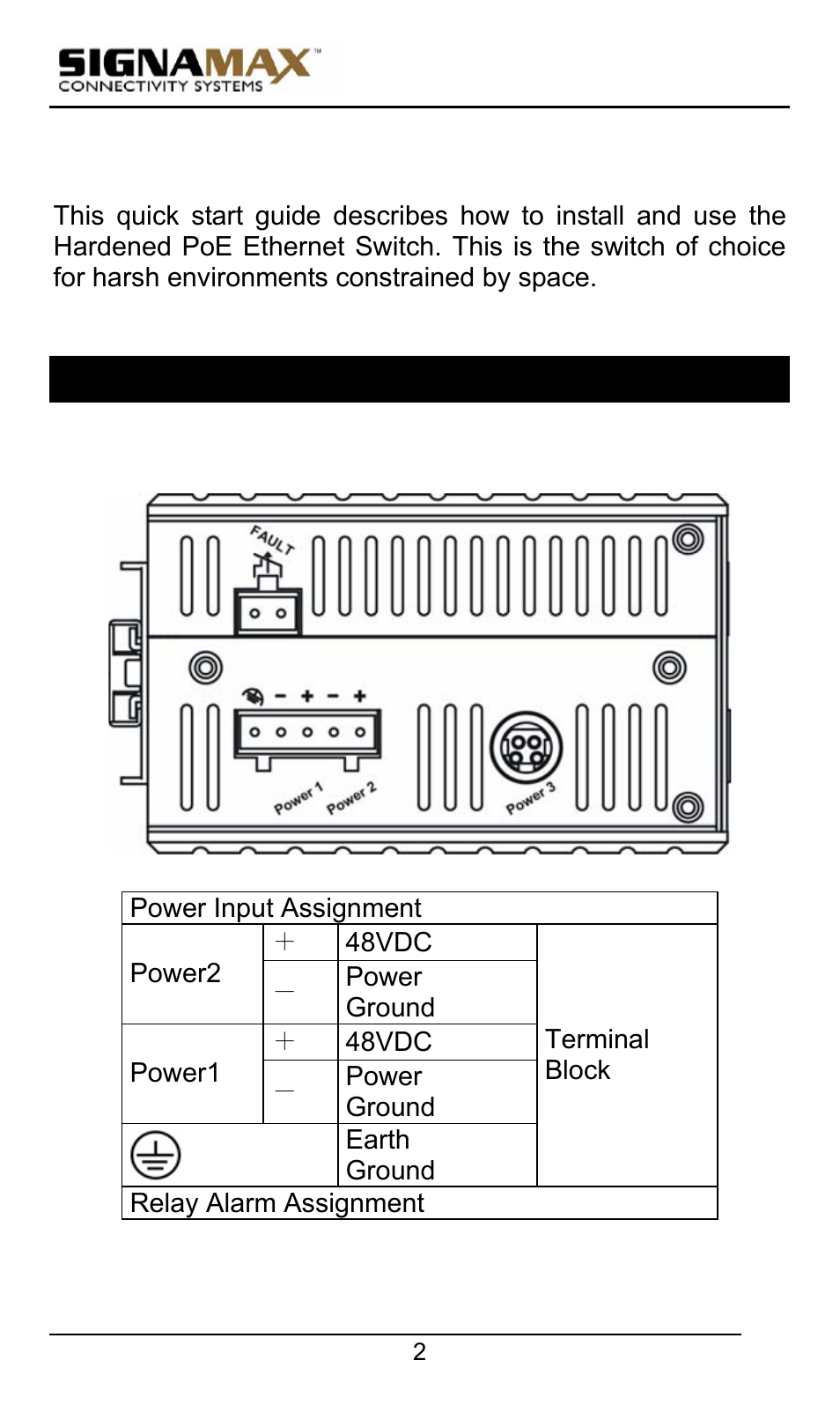 Quick start guide, Physical description | Signamax 10/100 Industrial DIN-rail Mount Power over Ethernet Unmanaged Switches User Manual | Page 2 / 22