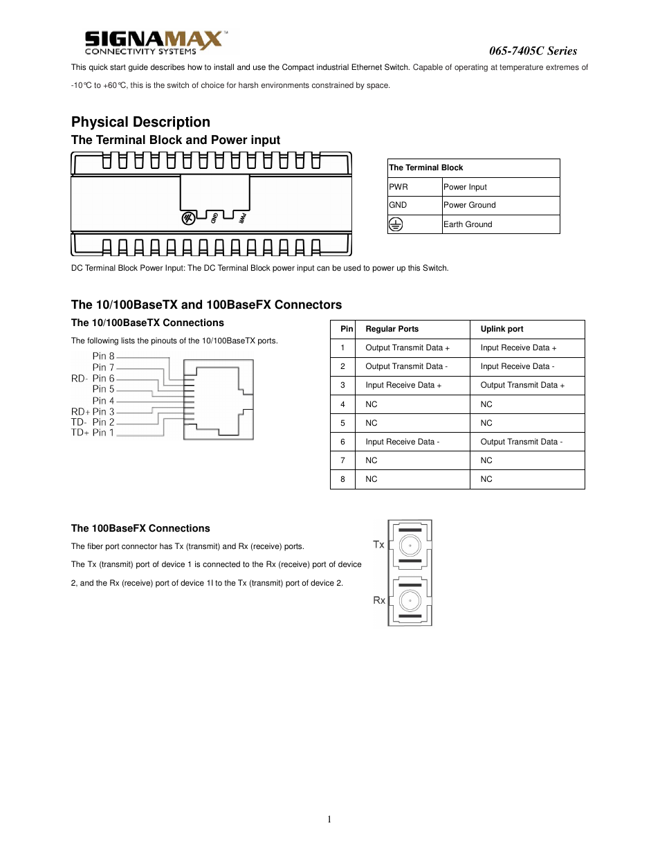 Signamax 5-Port 10/100 Compact Industrial Unmanaged Switch User Manual | 2 pages