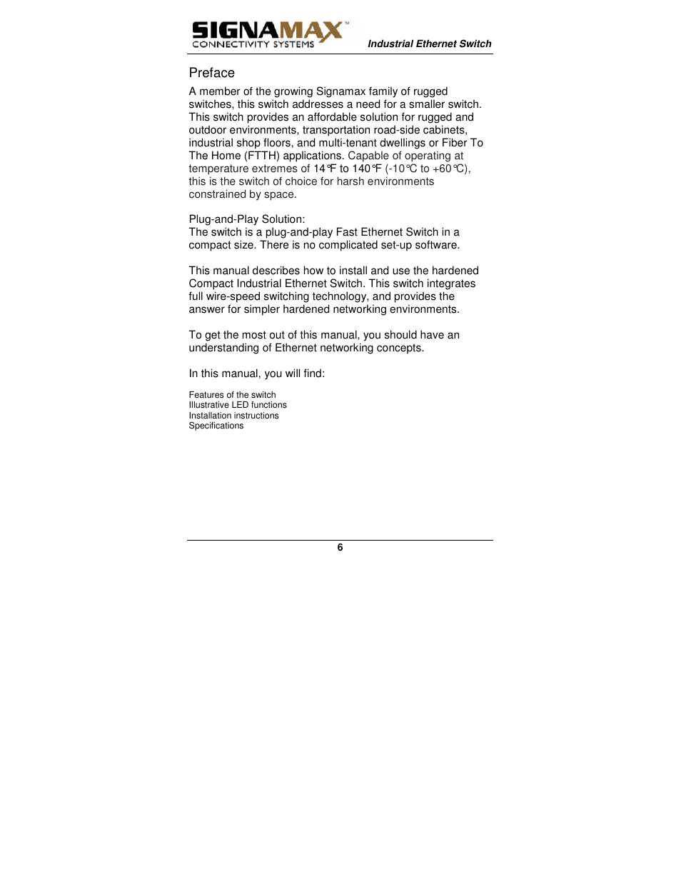 Signamax 5-Port 10/100 Compact Industrial Unmanaged Switch User Manual | Page 6 / 20