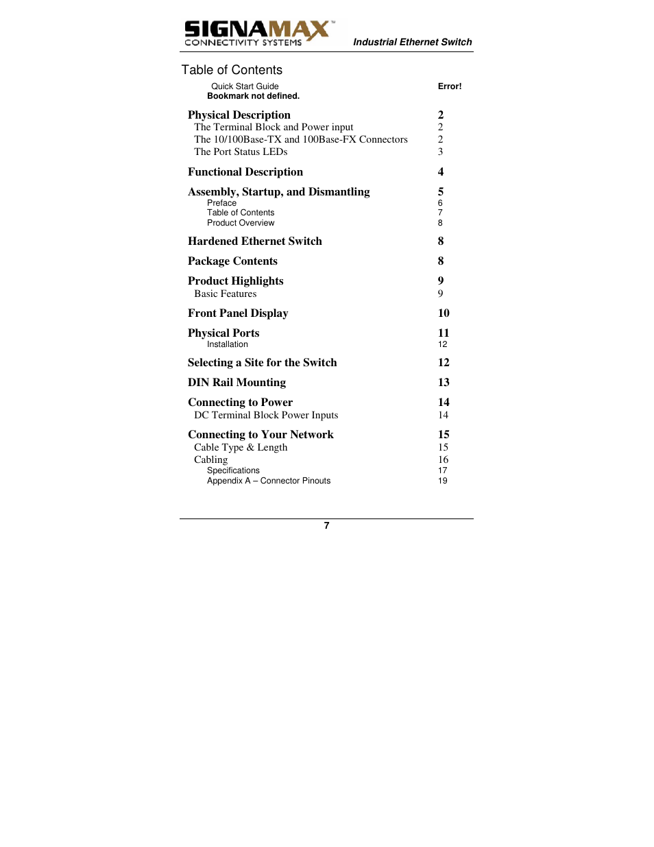 Signamax 5-Port 10/100 Compact Industrial Unmanaged Switch User Manual | Page 7 / 20