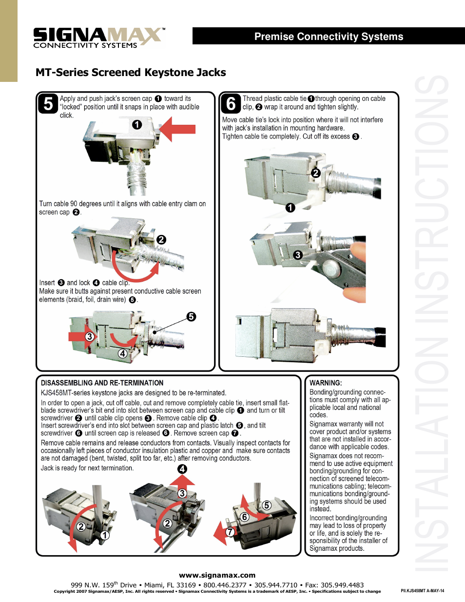 Signamax Category 6A Screened High-Density MT-Series Keystone Jacks User Manual | Page 2 / 2