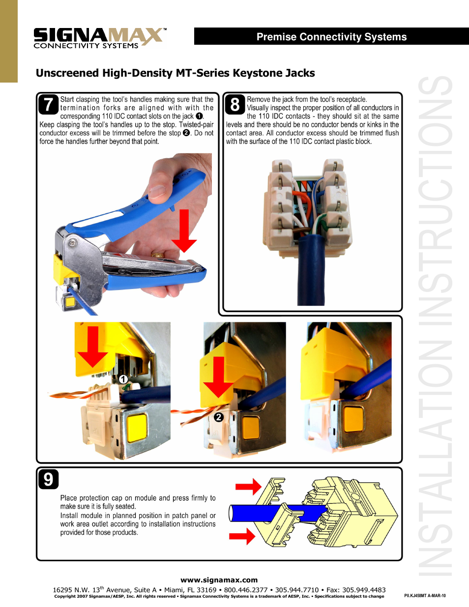 Signamax Category 6 Unscreened Keystone Jacks User Manual | Page 2 / 2